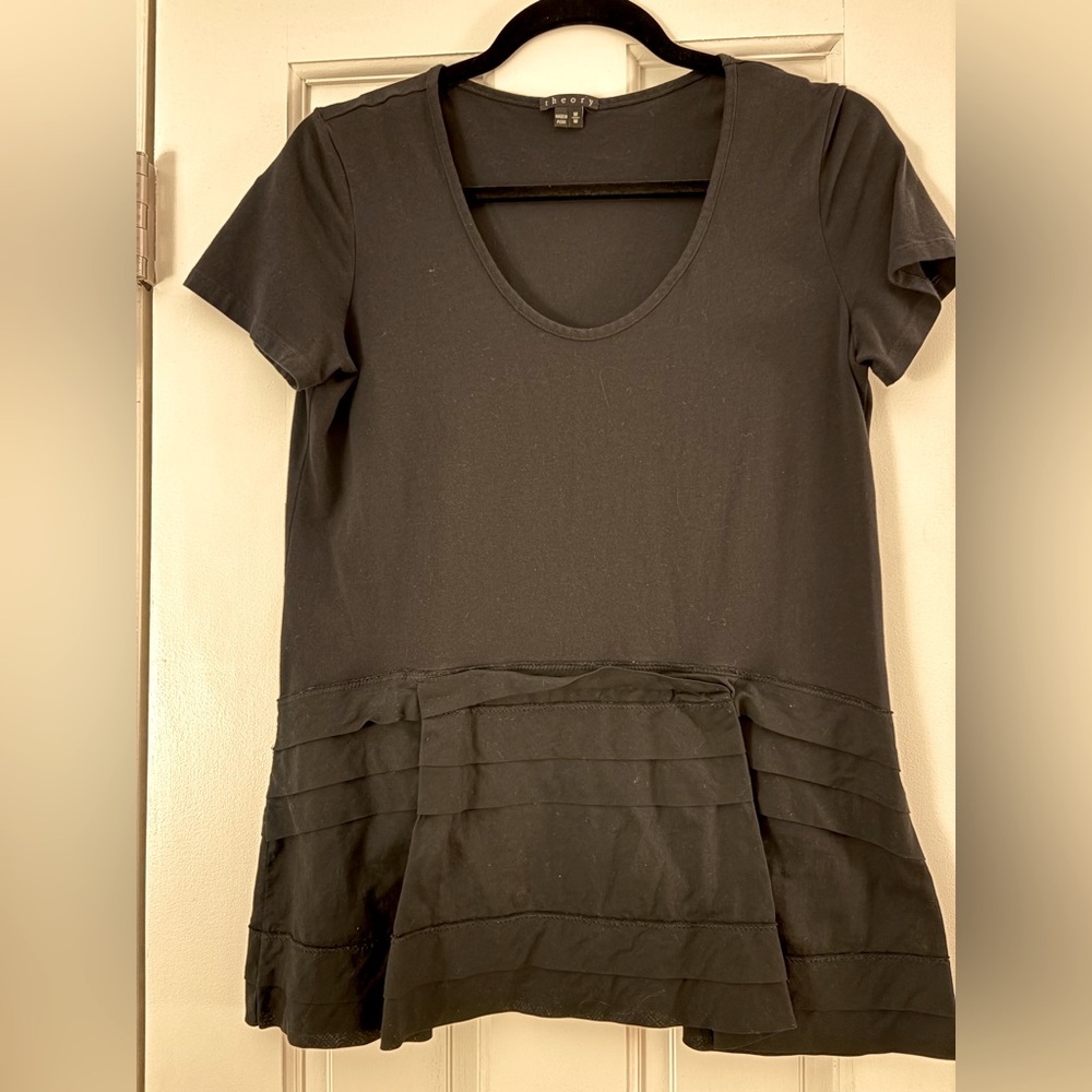 Theory Black Layered Hem Blouse